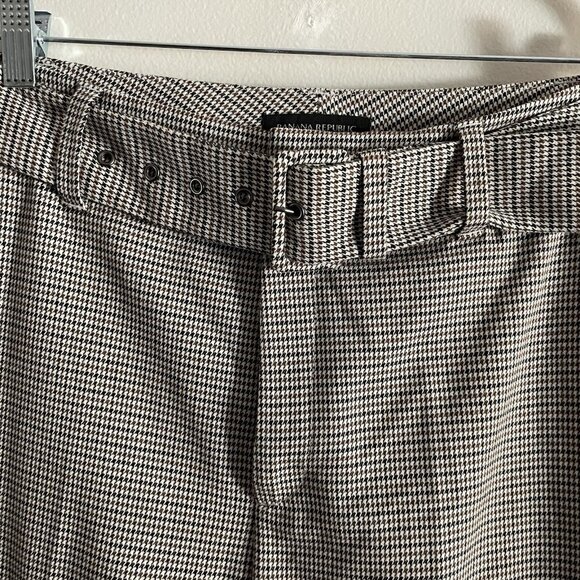 Banana Republic Women 6 Preppy Houndstooth Belted Slim Wide-Leg Cropped Pants - Picture 6 of 11